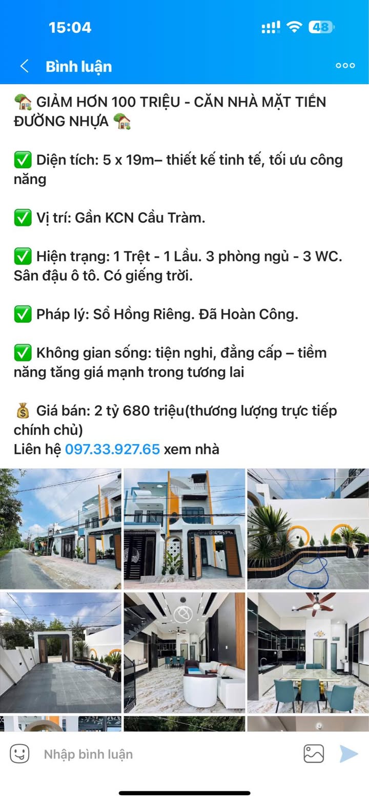 Nhà mặt tiền đường nhựa Cầu Tràm 95m² giá 2.58 tỷ - Giảm ngay 200 triệu!