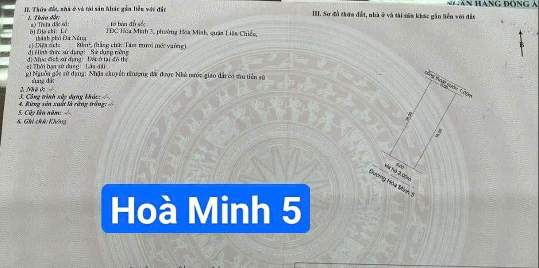 Đất mặt tiền đường Hòa Minh 80m² giá 6 tỷ - Cách biển chỉ 200m!