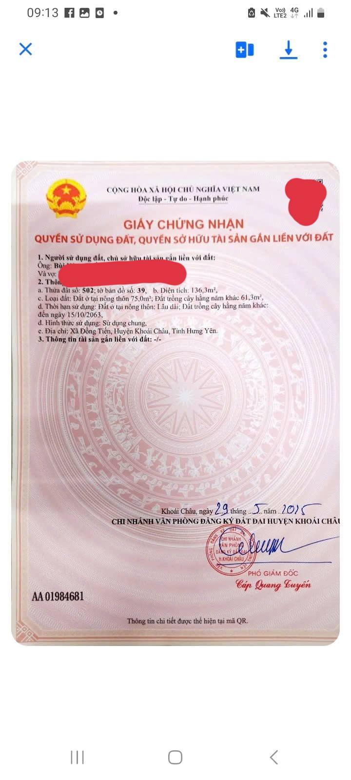 Đất nền 136m² tại Đồng Tiến, Khoái Châu giá chỉ 3 tỷ - Đường thông thoáng, đầu tư sinh lời!