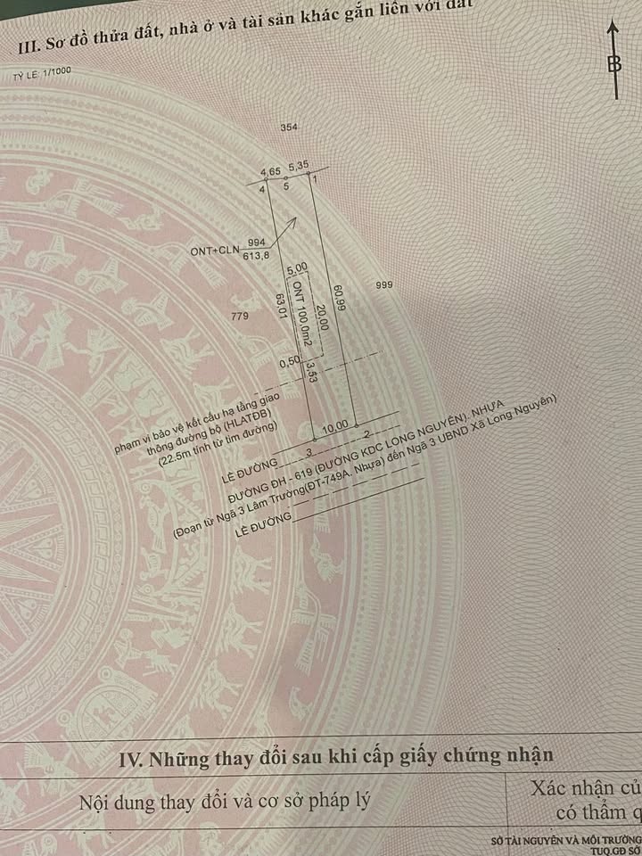 Đất mặt tiền đường DH619, Bàu Bàng, Bình Dương 600m² - Tiềm năng đầu tư tuyệt vời!