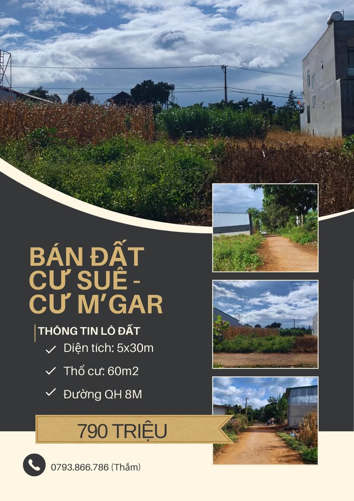 Bán đất Cư Suê, Cư M'gar 150m² chỉ 790 triệu - Đầu tư sinh lời ngay!