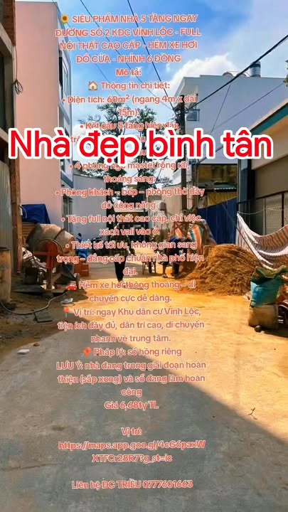 Nhà 5 tầng Đường Số 2, Bình Hưng Hoà B, 60m² - Full nội thất cao cấp, chỉ việc vào ở!