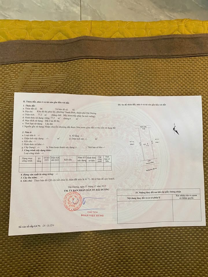 Đất nền khu đô thị Vạn Phúc Hải Dương 77.3m² giá 4.618 tỷ - Sổ đỏ chính chủ, đầu tư sinh lời!