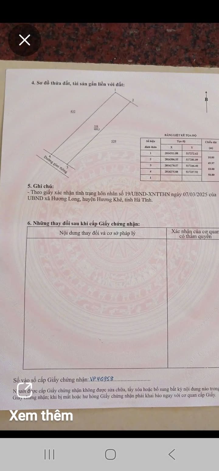 Đất ở Hương Long Hương Khê 500m² - Mặt bằng đẹp, không ngập lụt!