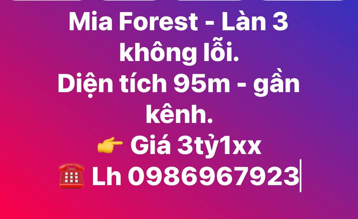 Đất nền Mia Forest Thái Nguyên 95m² giá 3.1 tỷ - Vị trí đắc địa gần kênh