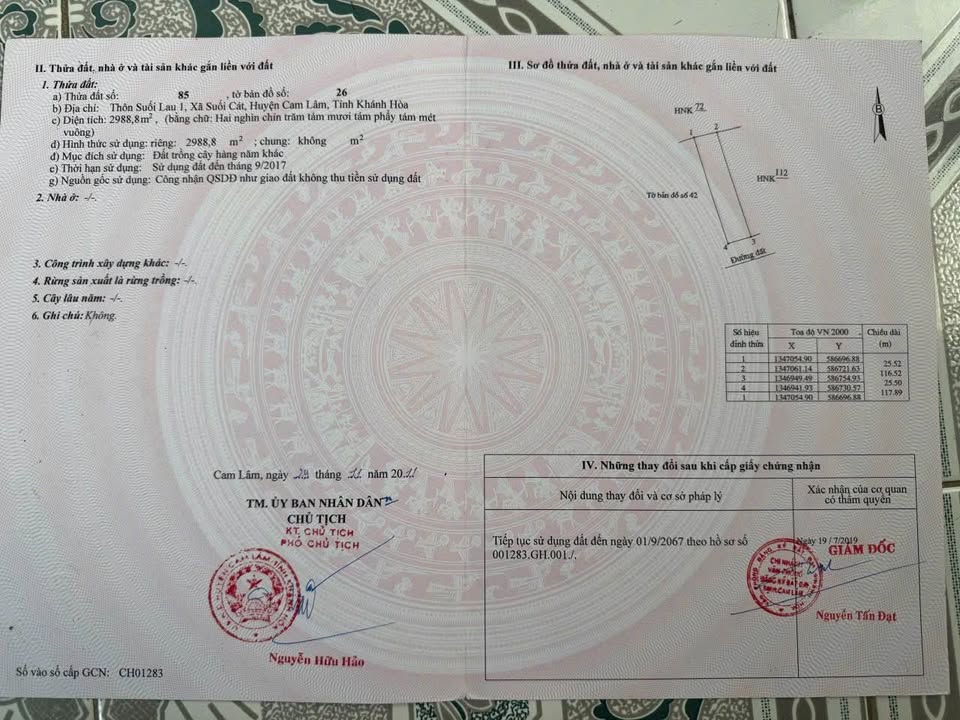 Đất vườn Suối Cát - Cam Lâm 2988m² chỉ 2.988 tỷ - Đầu tư sinh lời hấp dẫn!