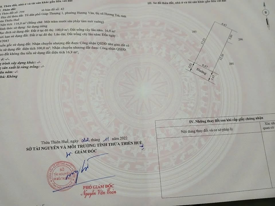 Đất thổ cư Hương Văn 116.8m² giá 400 triệu - Vị trí siêu tiềm năng gần khu công nghiệp!