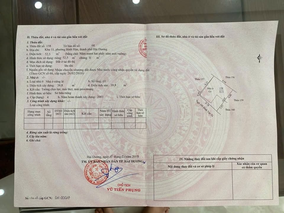 Nhà cấp 4 Ngõ Phố Đinh Văn Tả, Hải Dương 52.5m² - Giá chỉ 1.42 tỷ, Sổ hồng đầy đủ!