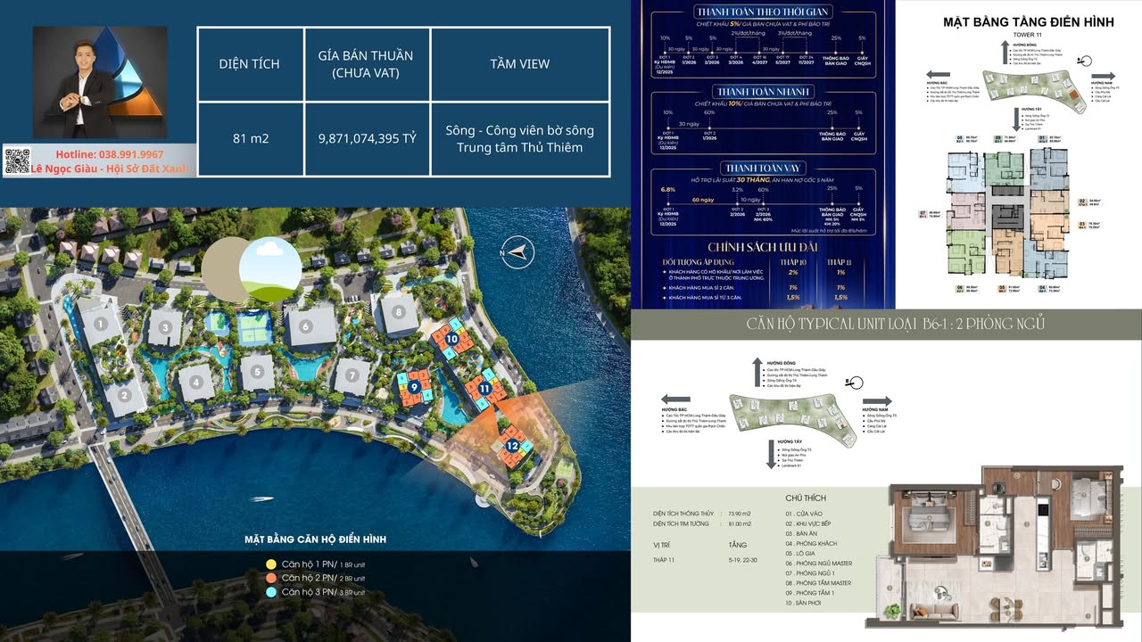 Căn hộ The Privé Tháp 11, Quận 2 - 81m² giá 9.87 tỷ - View đẹp, không bị chắn!