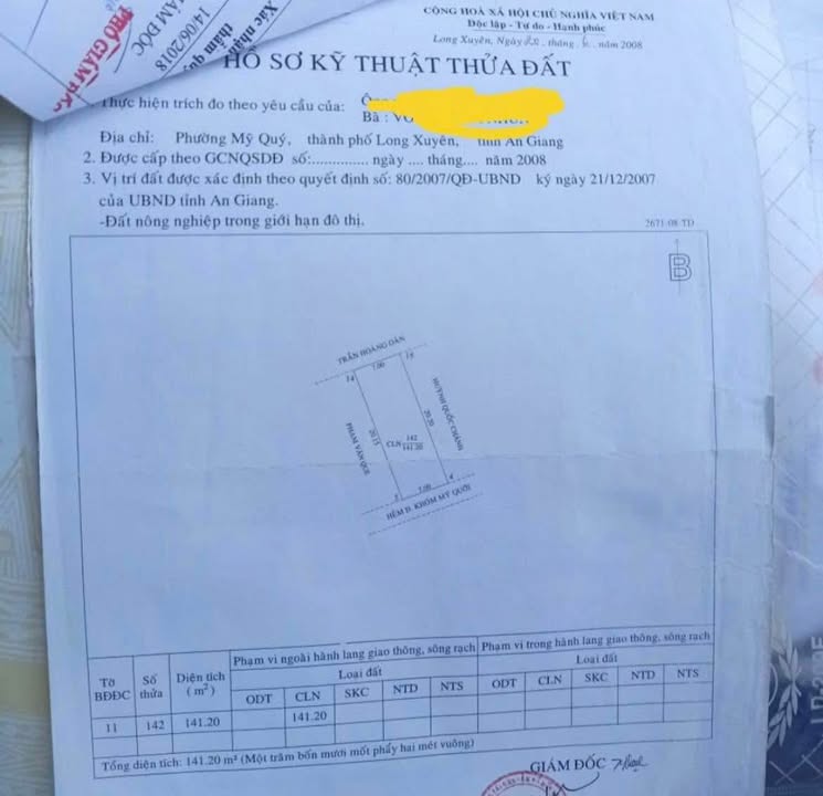 Đất nền phường Mỹ Quý, Long Xuyên 141m² giá 2 tỷ - Gần chợ và bến xe!