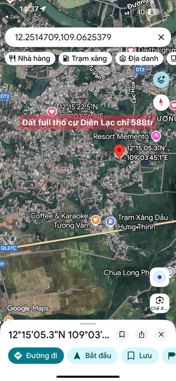 Đất thổ cư Diên Lạc, Diên Khánh 84m² giá chỉ 588 triệu - Cơ hội đầu tư tuyệt vời!