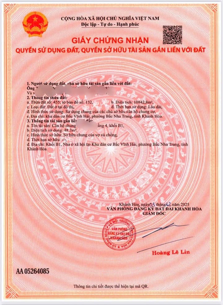 Chung cư Hoàng Quân Nha Trang 48m² giá 1.9 tỷ - Sổ hồng mới tinh