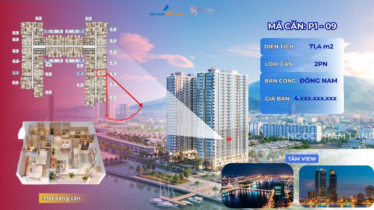 Căn hộ Peninsula Đà Nẵng 71.8m² giá 5.1 tỷ - View Pháo Hoa tuyệt đẹp!
