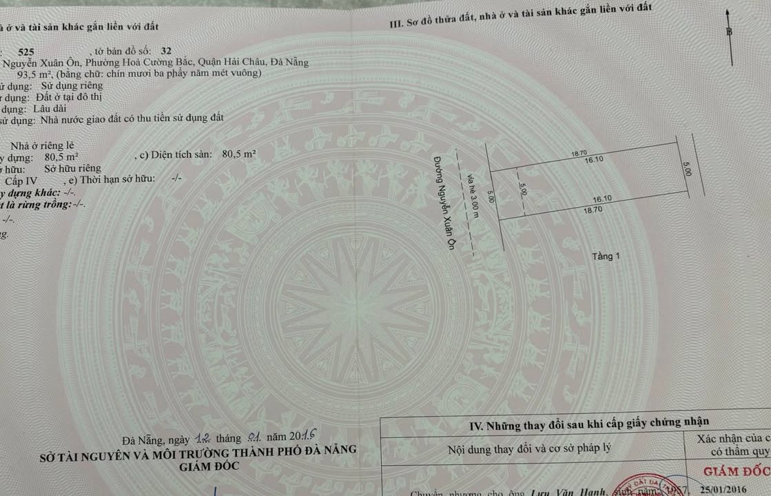 Lô đất Hòa Cường Bắc, Hải Châu 93.5m² giá 8.5 tỷ - Sổ đỏ chính chủ!