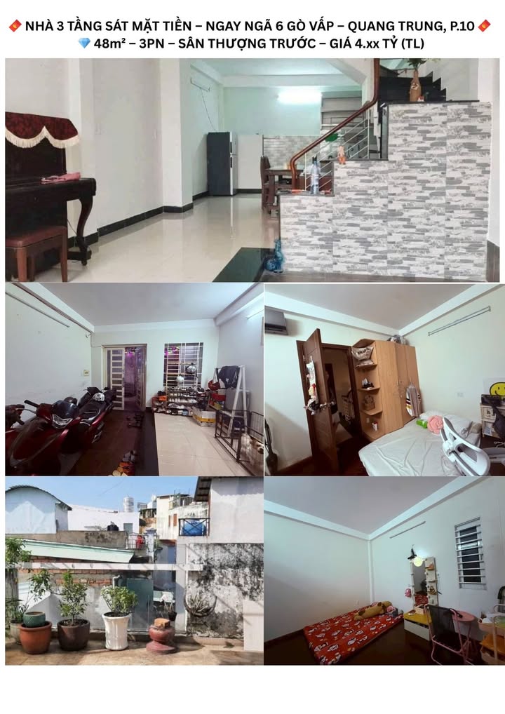 Nhà 3 tầng Gò Vấp 48m² giá 4.xx tỷ - Sát mặt tiền, vị trí đắc địa!