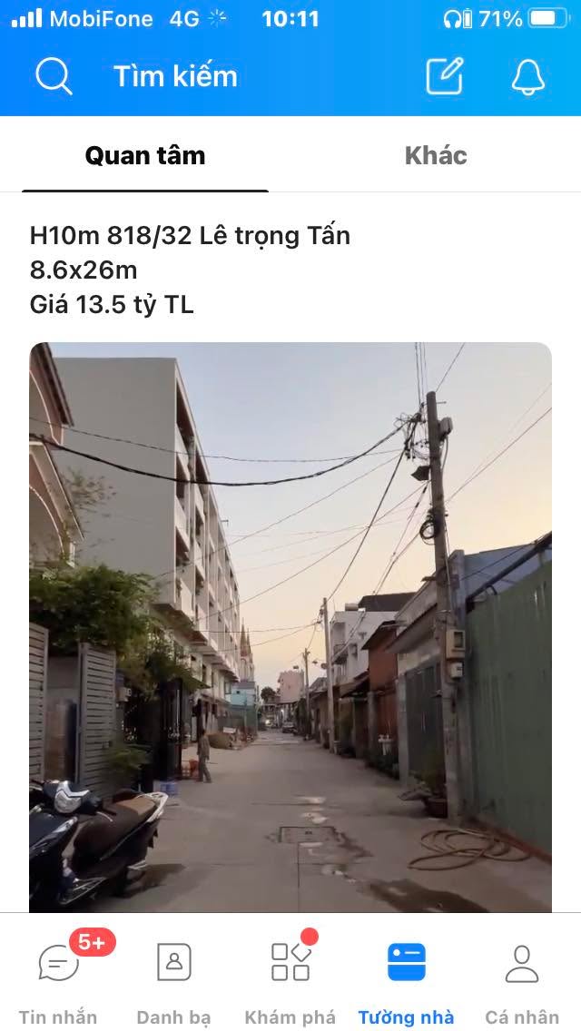 Đất nền 818/32 Lê Trọng Tấn 223.6m² giá 13.5 tỷ - Cơ hội đầu tư hấp dẫn!