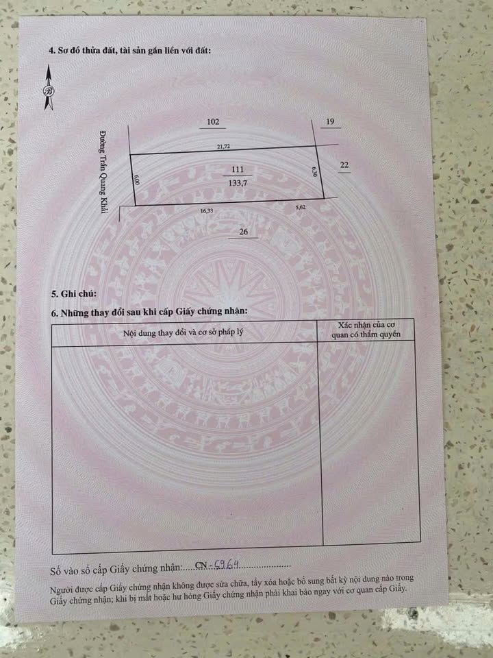 Đất thổ cư mặt tiền đường Trần Quang Khải 133m² giá 2x triệu - Cơ hội đầu tư sinh lời!