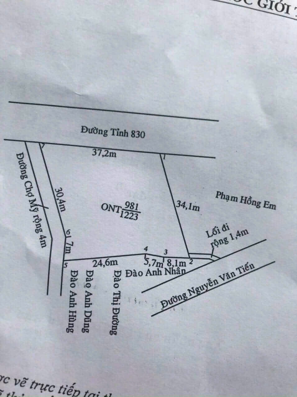 Bán đất 2 mặt tiền TL 830, Mỹ Lệ, Cần Đước 1223m² - Giá chỉ 13,5 tỷ - Cơ hội đầu tư tuyệt vời!