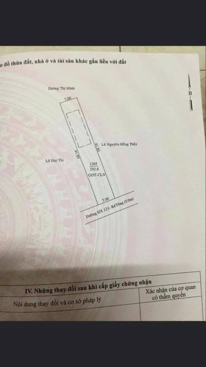 Đất mặt tiền đường DX 121, phường Tân An, Thủ Dầu Một, 287m² giá 3.15 tỷ - Cơ hội đầu tư tuyệt vời!