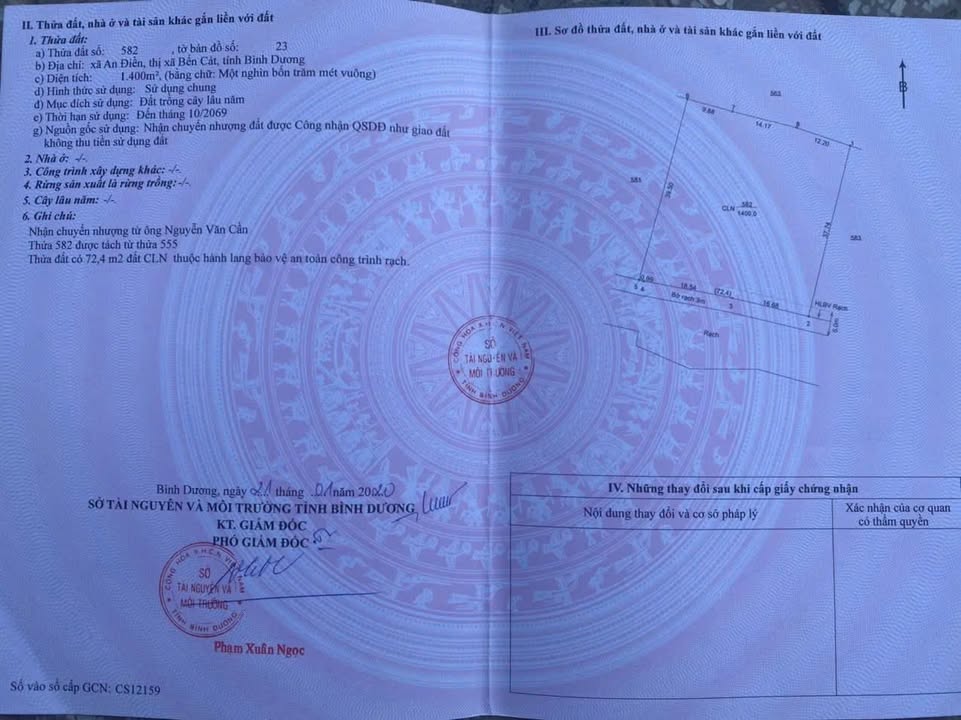 Đất nền An Điền, Bến Cát 1400m² giá 3 tỷ - Mặt tiền đường đá mi 4m!