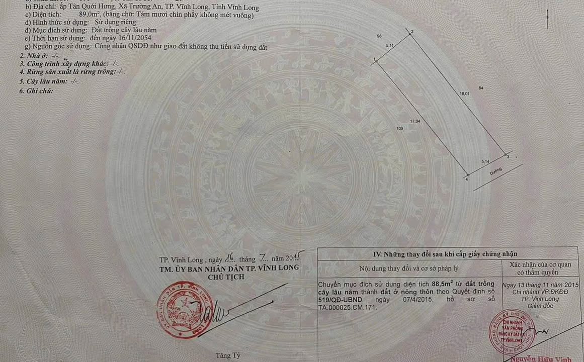 Nhà ở Trường An, Vĩnh Long 89m² giá 820 triệu - Cần bán gấp!