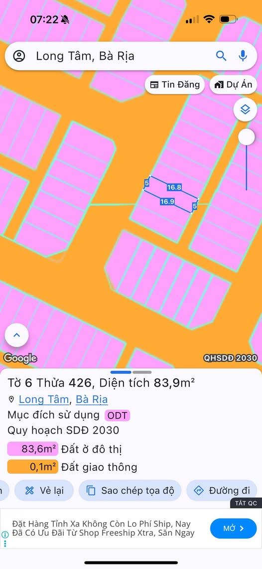 Đất ở phường Long Tâm, Bà Rịa 83.6m² giá 2.45 tỷ - Chính chủ bán gấp!