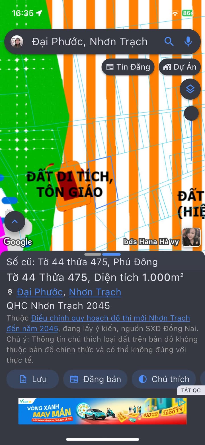 Đất nền Phú Đông Nhơn Trạch 1000m² - Đất sạch, chuyển thổ cư