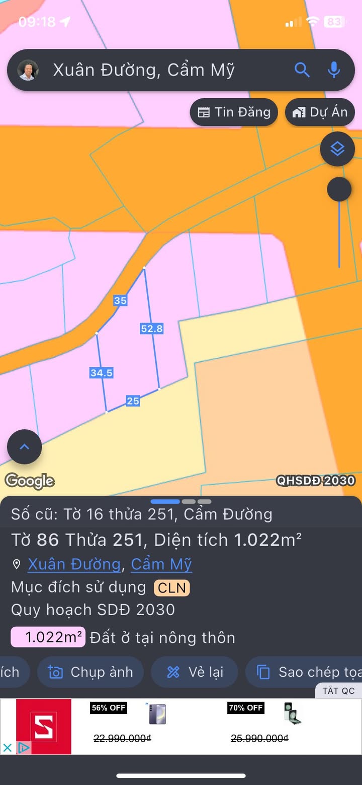 Đất nền 1022m² xã Xuân Đường, Cẩm Mỹ - Giá chỉ 4.1 tỷ, cơ hội đầu tư tuyệt vời!