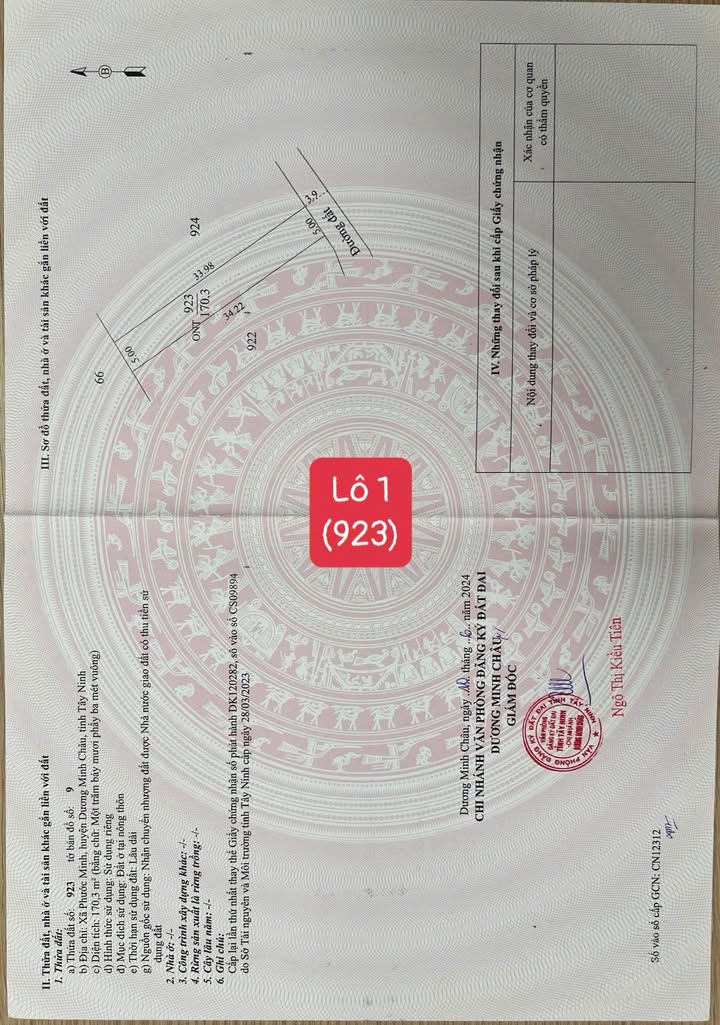 Đất thổ cư Phước Minh Dương Minh Châu 165m² giá 259 triệu - Nhiều tiện ích xung quanh!