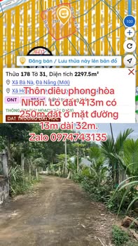 Đất nền thôn Diêu Phong, Hòa Nhơn 413m² giá 1.65 tỷ - Khu dân cư sầm uất!