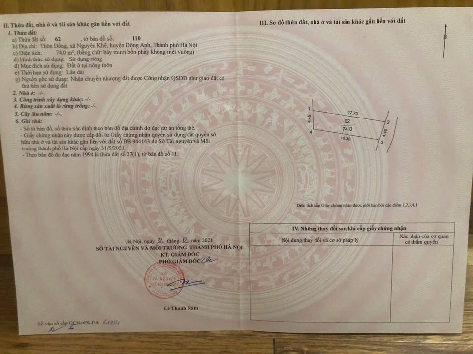 Đất nền Nguyên Khê, Đông Anh 74m² - Vị trí đắc địa, tiện di chuyển!