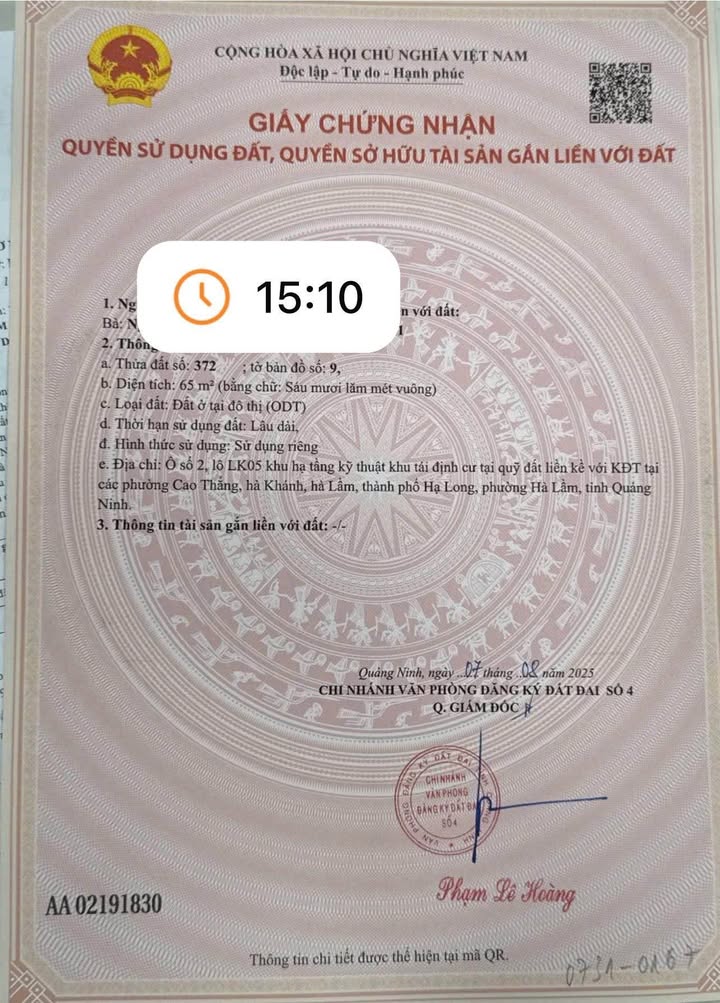 Đất nền Khu tái định cư Hà Lầm, 65m² giá 4.55 tỷ - Vị trí đắc địa cho đầu tư!