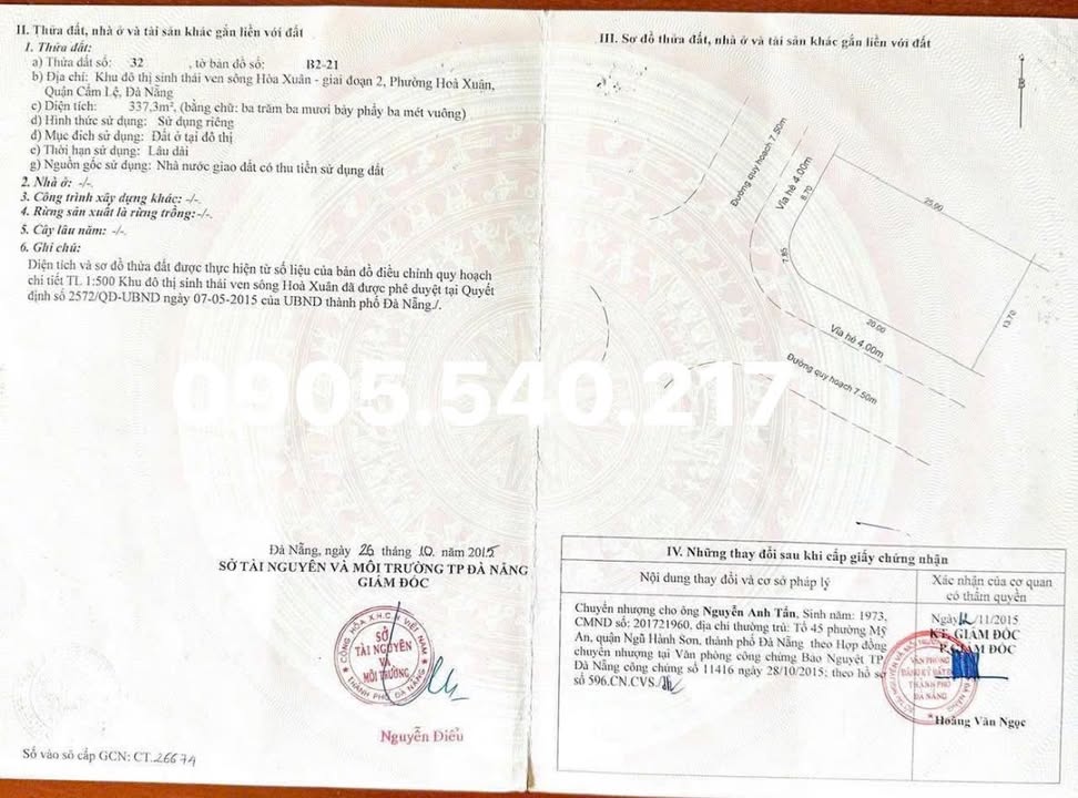 Đất biệt thự góc 2 mặt tiền Hòa Xuân Đà Nẵng 337m² giá 21.9 tỷ - Cơ hội đầu tư tuyệt vời!