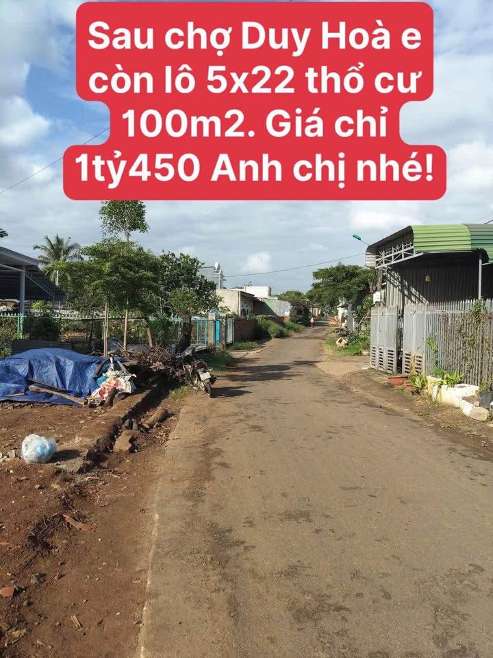 Đất thổ cư 110m² tại Buôn Ma Thuột, giá 1.45 tỷ - Gần chợ Duy Hoà, thuận tiện đi lại!