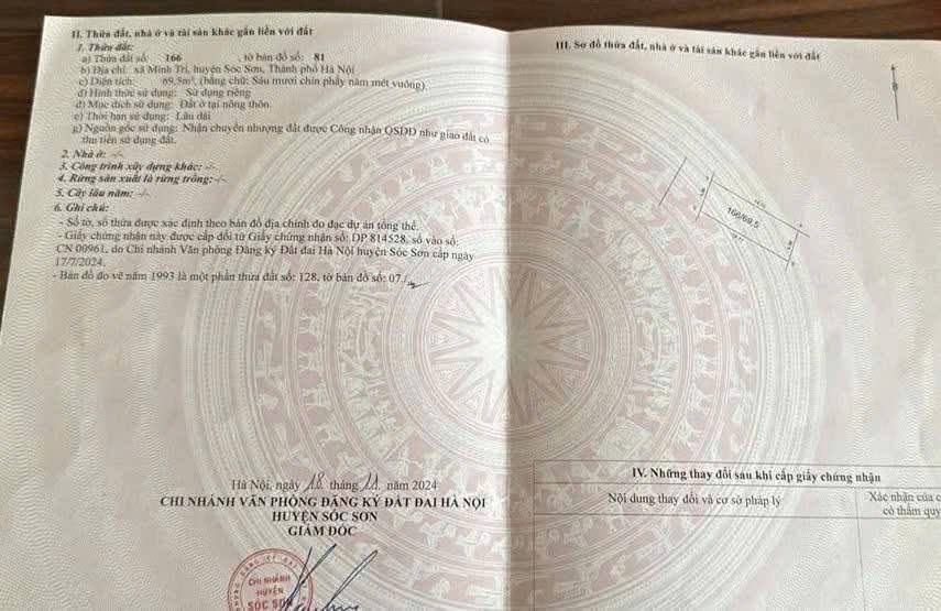 Đất thổ cư Lập Trí, Minh Trí, Sóc Sơn 69.5m² giá 1.8 tỷ - Ngõ thông ô tô tránh