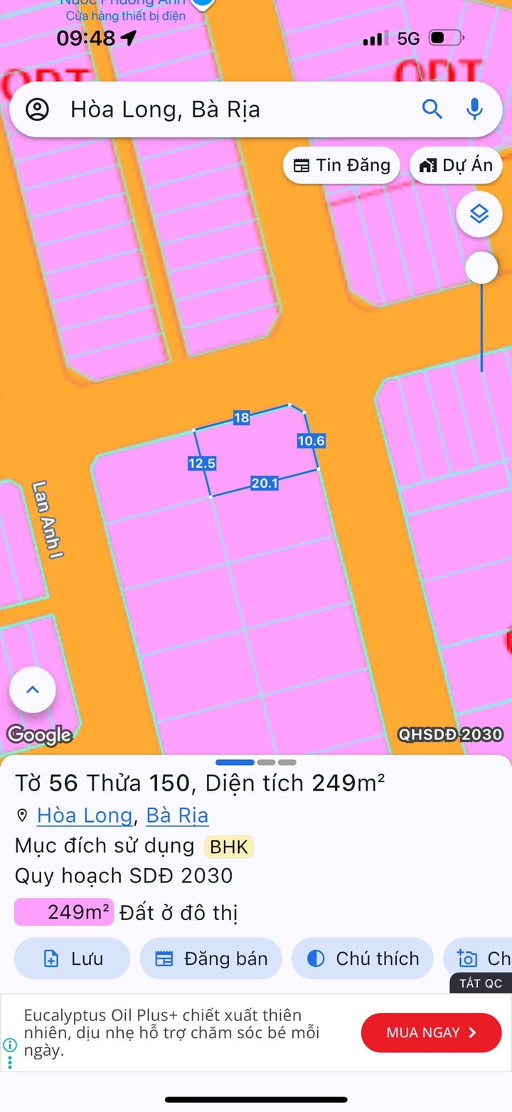 Bán đất biệt thự Lan Anh 1, Bà Rịa 249m² giá 4.95 tỷ - Đầu tư sinh lời ngay!