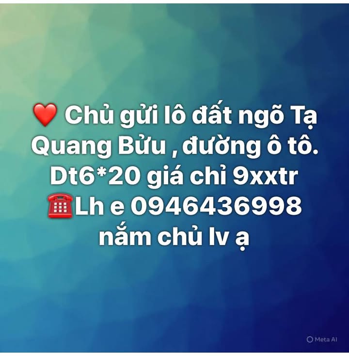 Đất nền tại đường Tạ Quang Bửu, Đồng Hới 120m² giá chỉ 9xx triệu - Cơ hội đầu tư không thể bỏ lỡ!