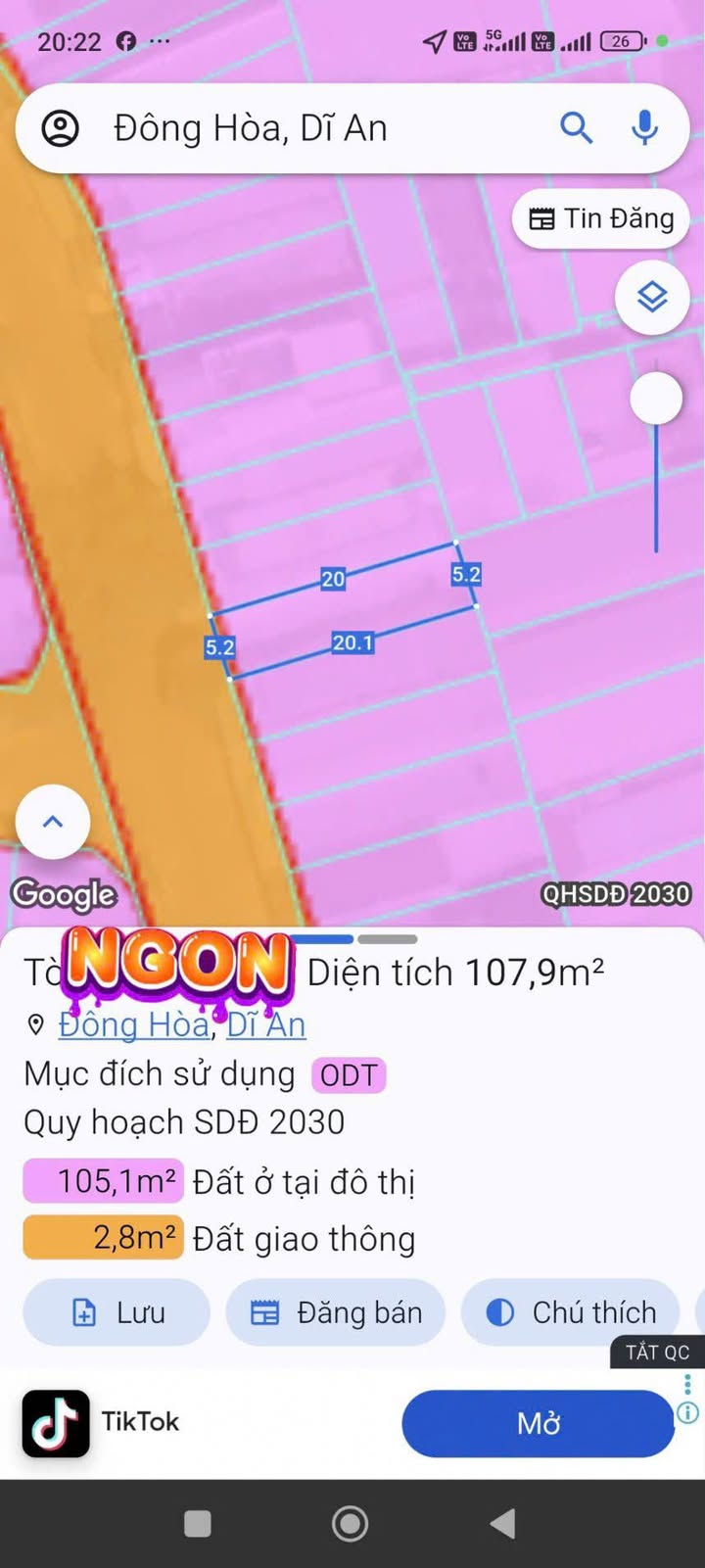 Đất nền Dĩ An 108m² giá 5.7 tỷ - Vị trí vàng cho kinh doanh!