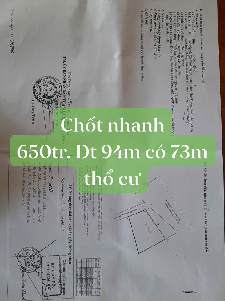 Đất nền lô góc 94m² tại Vĩnh Ngọc chỉ 650 triệu - Sổ đỏ chính chủ!