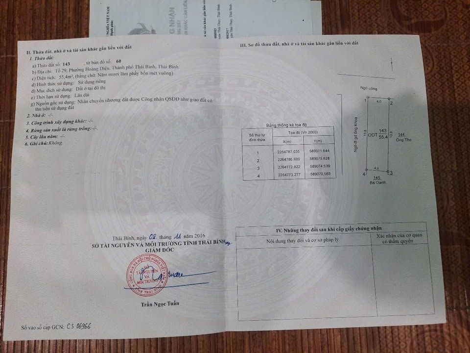 Đất lô góc 55.4m² phường Hoàng Diệu giá chỉ 1 tỷ - Cơ hội đầu tư hiếm có!