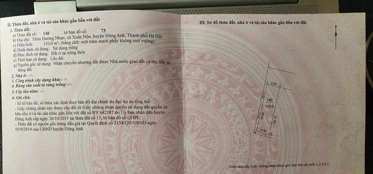 Đất nền Đường Nhạn Đông Anh 110m² - Lô góc 3 mặt tiền thuận lợi!