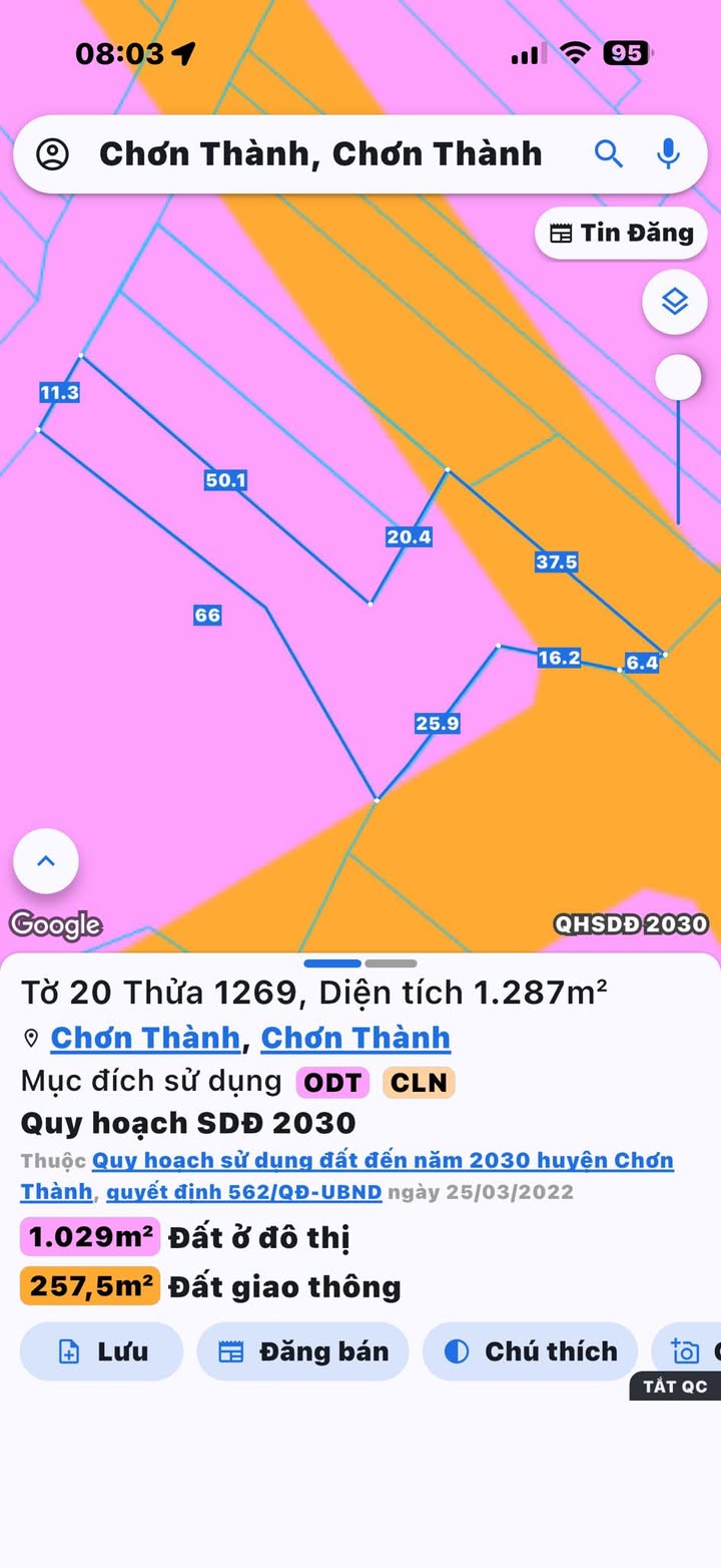 Đất nền Chơn Thành 1284m² mặt tiền Khải Hoàn - Cơ hội đầu tư sinh lời tuyệt vời!