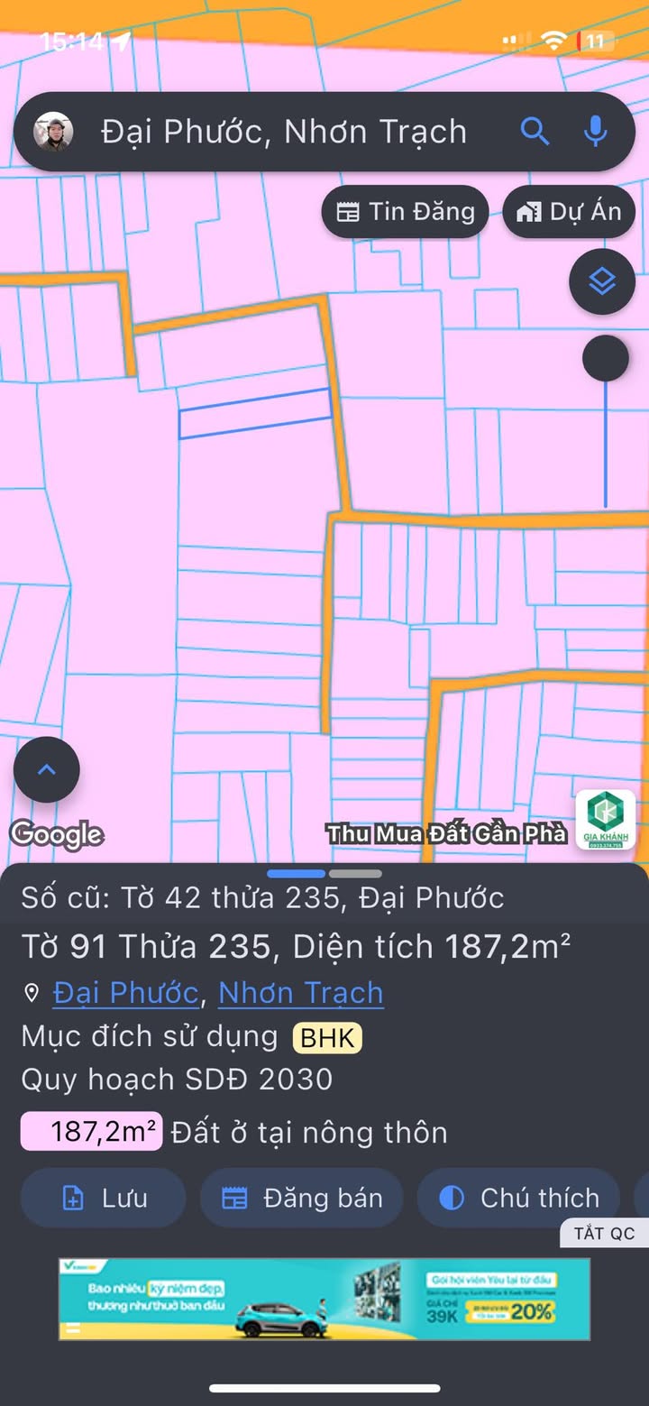 Đất nền Nhơn Trạch 187m² giá 2.15 tỷ - Đầu tư sinh lời ngay!