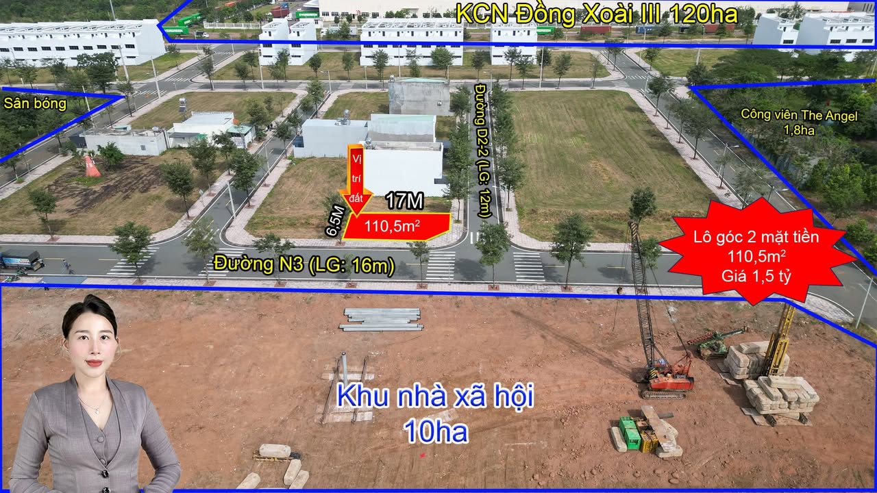 Lô đất góc 2 mặt tiền Cát Tường Phú Hưng 110m² giá 1,5 tỷ - Tiềm năng tăng giá cao!