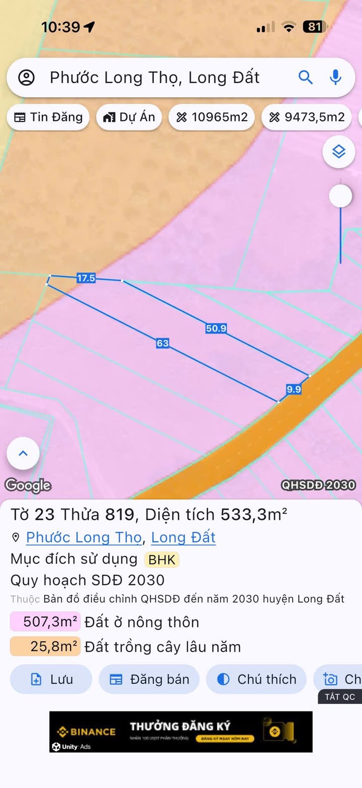 Đất nền 533m² Phước Long Thọ, Đất Đỏ - Giá chỉ 1.5 tỷ - Tiềm năng phát triển lớn!