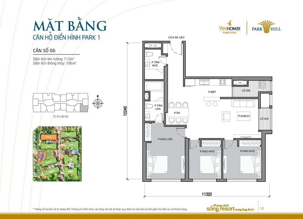 Căn hộ 3 ngủ Park 7 Timecity 120m² giá 16 tỷ - View quảng trường triệu đô, vào ở ngay!
