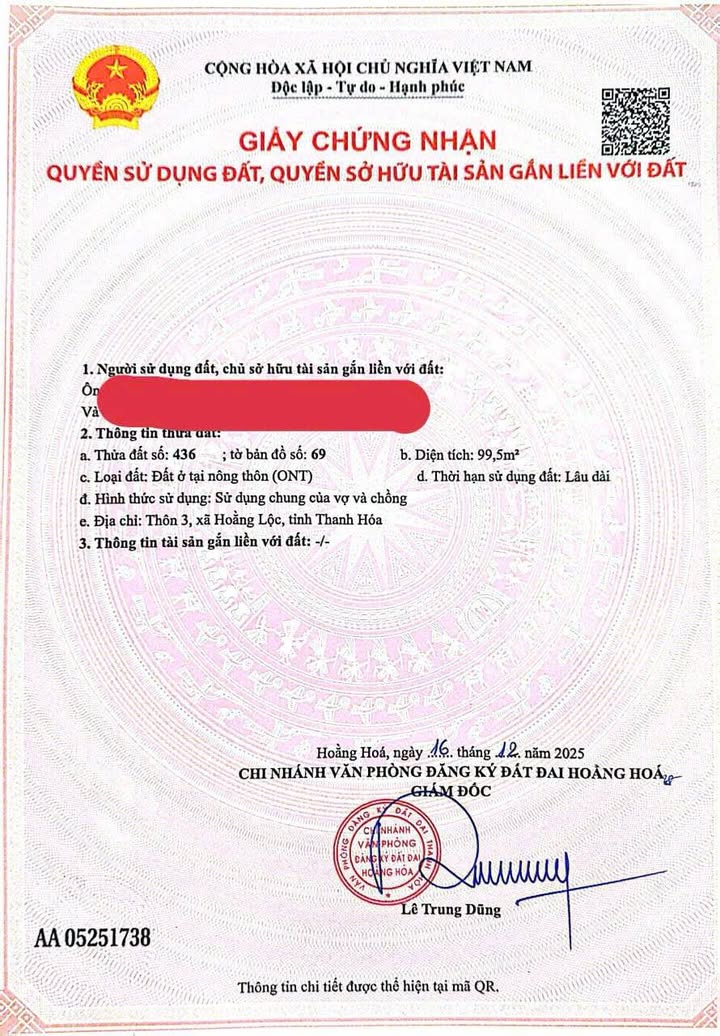 Nhà cấp 4 Thôn 3 Hoằng Thái 99.5m² giá 1.9 tỷ - Gần trường học thuận tiện!