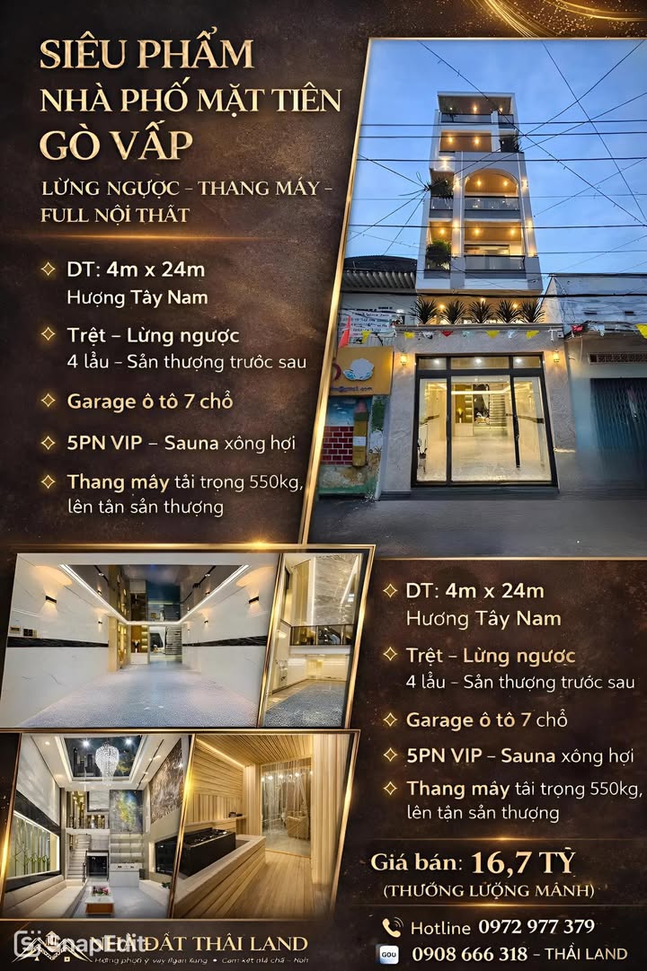 Nhà phố mặt tiền Gò Vấp 96m² giá 16.7 tỷ - Thiết kế sang trọng, vào ở ngay!