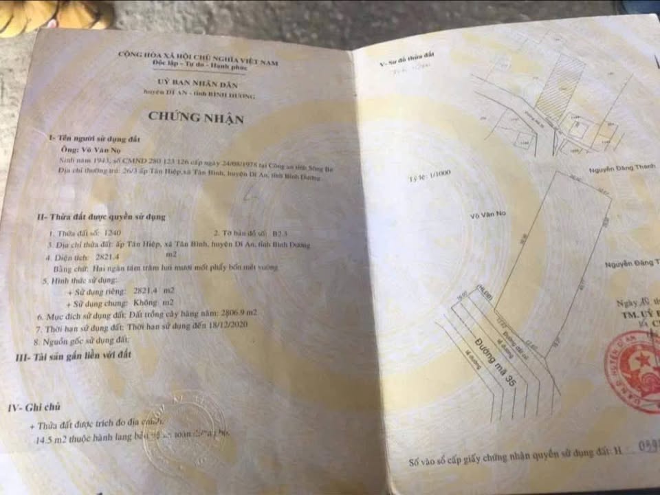 Đất mặt tiền Nguyễn Thị Tươi Dĩ An 2800m² giá 50.4 tỷ - Cơ hội đầu tư hiếm có!