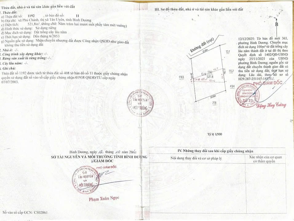 Đất nền 521m² tại khu công nghiệp Phú Chánh - Giá 8.3 tỷ - Pháp lý rõ ràng